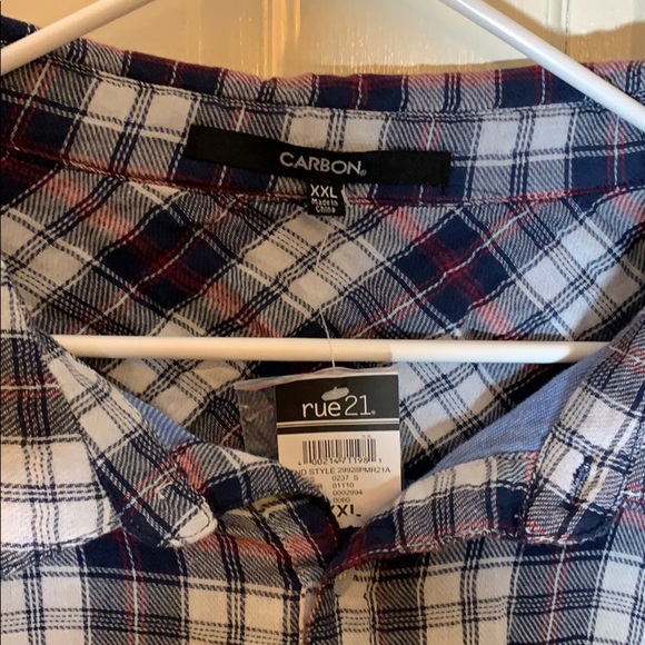 Rue21 Carbon plaid men’s XXL button up collared shirt NWT - Picture 2 of 8